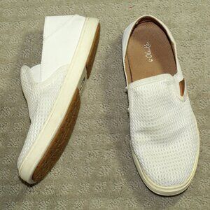 Olukai Pehuea Women's 7.5 White Woven Sneakers